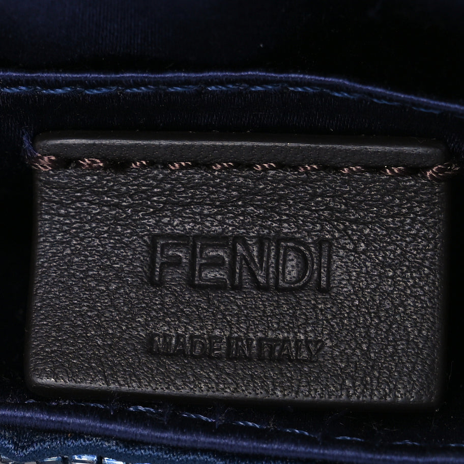 Fendi Sequin Paillettes Shiny Nappa Sex and the City Nano Maxi Buckle Baguette Charm Blue Image 7