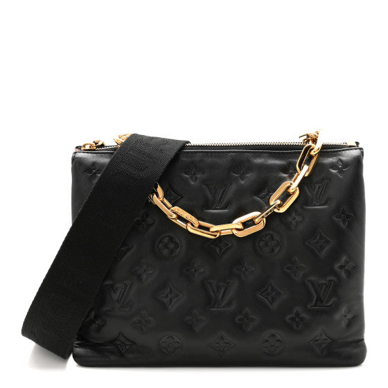 Louis Vuitton Lambskin Embossed Monogram Coussin PM Black Image 1