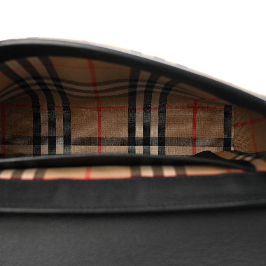 Burberry Grainy Calfskin Vintage Check Note Crossbody Bag Black Image 5