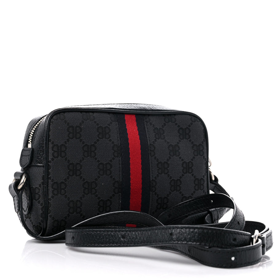 Gucci X BALENCIAGA BB Monogram Web Mini Ophidia Shoulder Bag Black Image 3