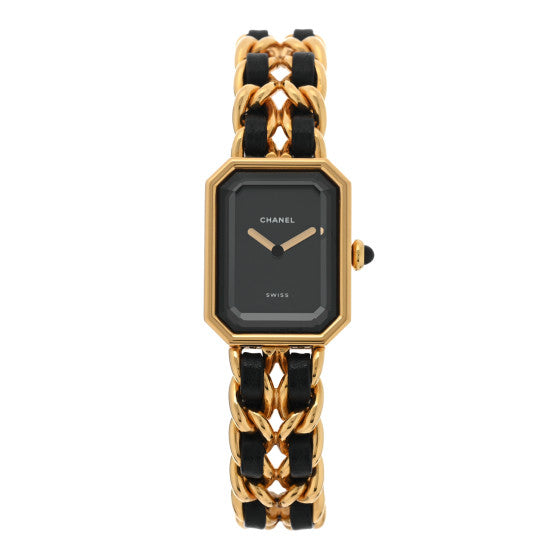  Chanel Stainless Steel Lambskin 20mm Chain Premiere Quartz Watch Gold L