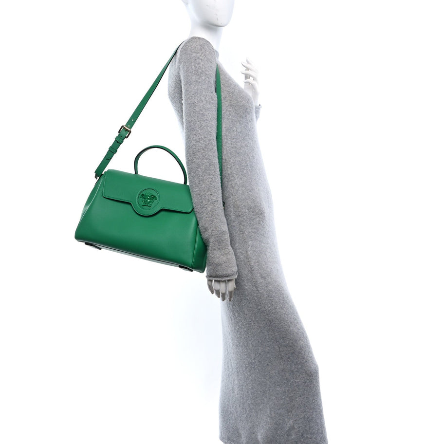 Versace Calfskin Large La Medusa Bag Green Image 2