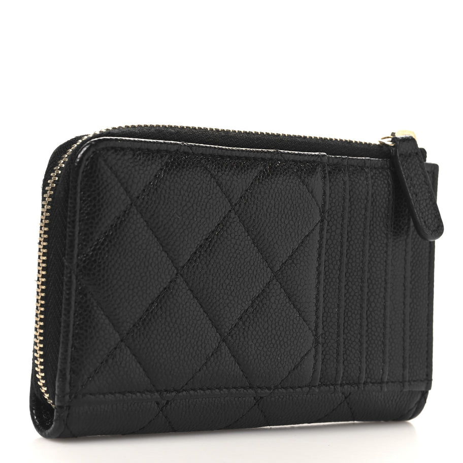 Chanel Caviar Quilted CC Zip Around Card Holder Black Image 3