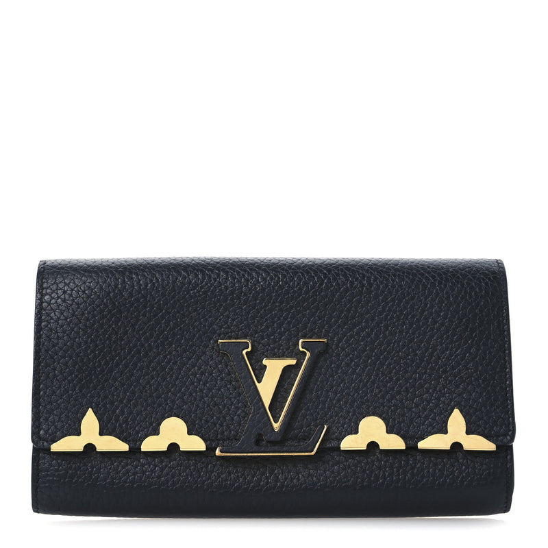  Louis Vuitton Taurillon Embellished Capucines Long Wallet Black