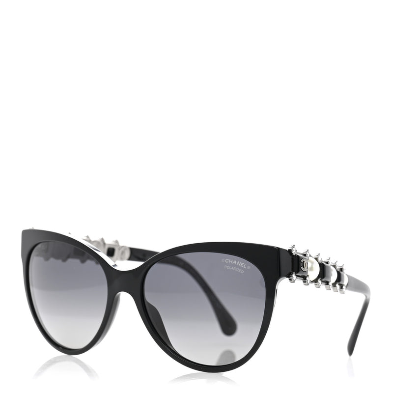  Chanel Crystal Pearl Cat Eye Sunglasses 5336-H-B Black