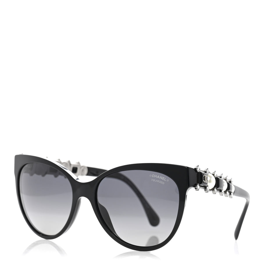 Chanel Crystal Pearl Cat Eye Sunglasses 5336-H-B Black Image 1