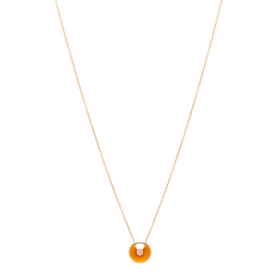 Cartier CARTIER 18K Pink Gold Diamond Carnelian S Amulette de Cartier Pendant Necklace Image 1