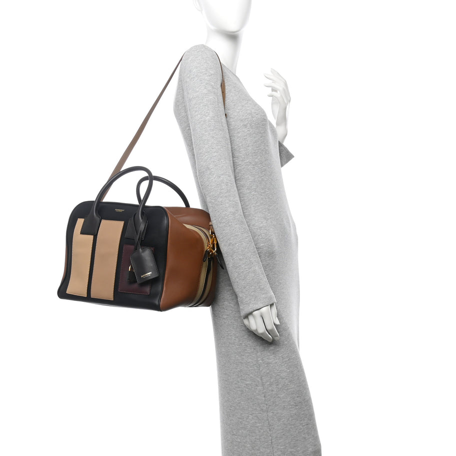 Burberry Smooth Calfskin Paneled Medium Cube Bowling Bag Black Image 2