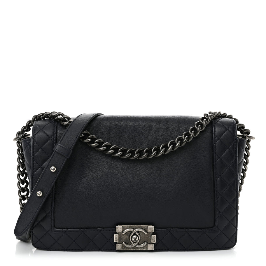 Chanel Calfskin New Medium Boy Reverso Flap Navy Image 1