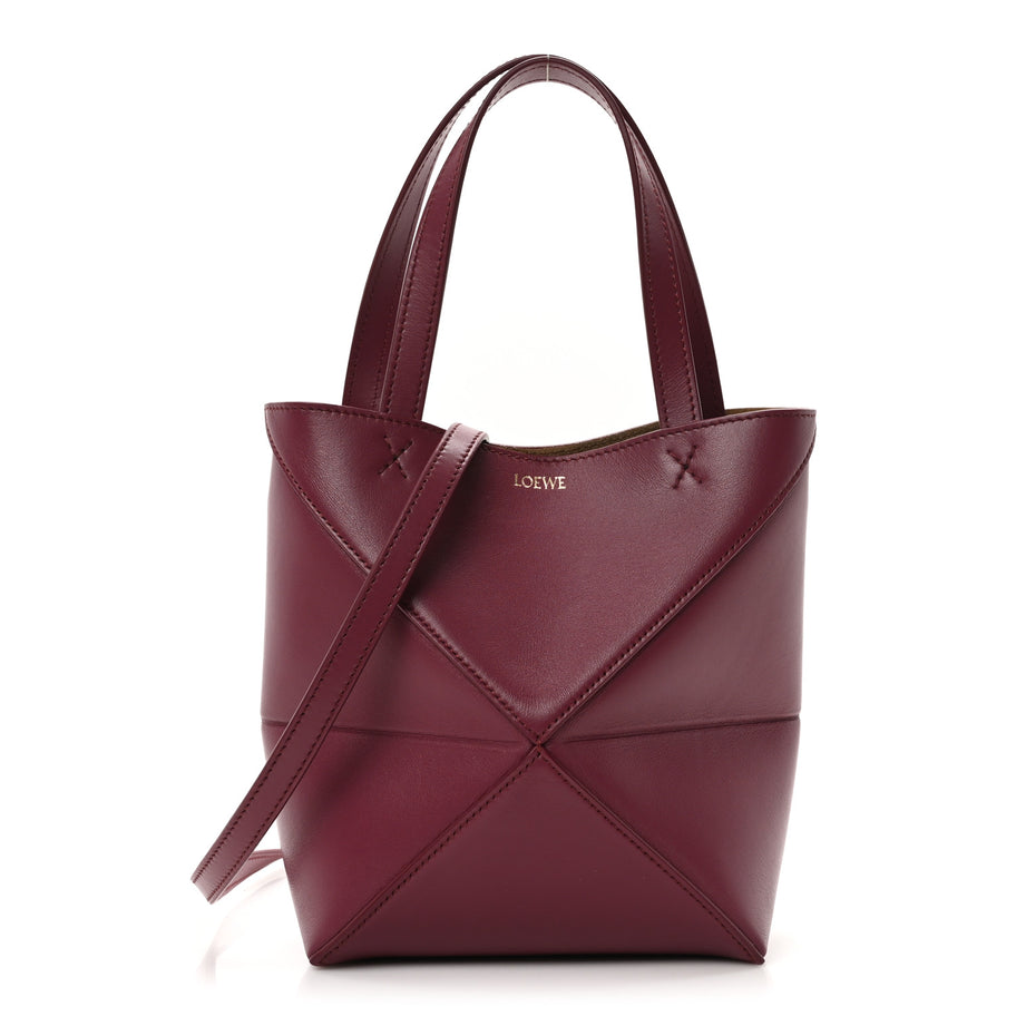 Loewe Shiny Calfskin Mini Puzzle Fold Tote Crimson Image 1
