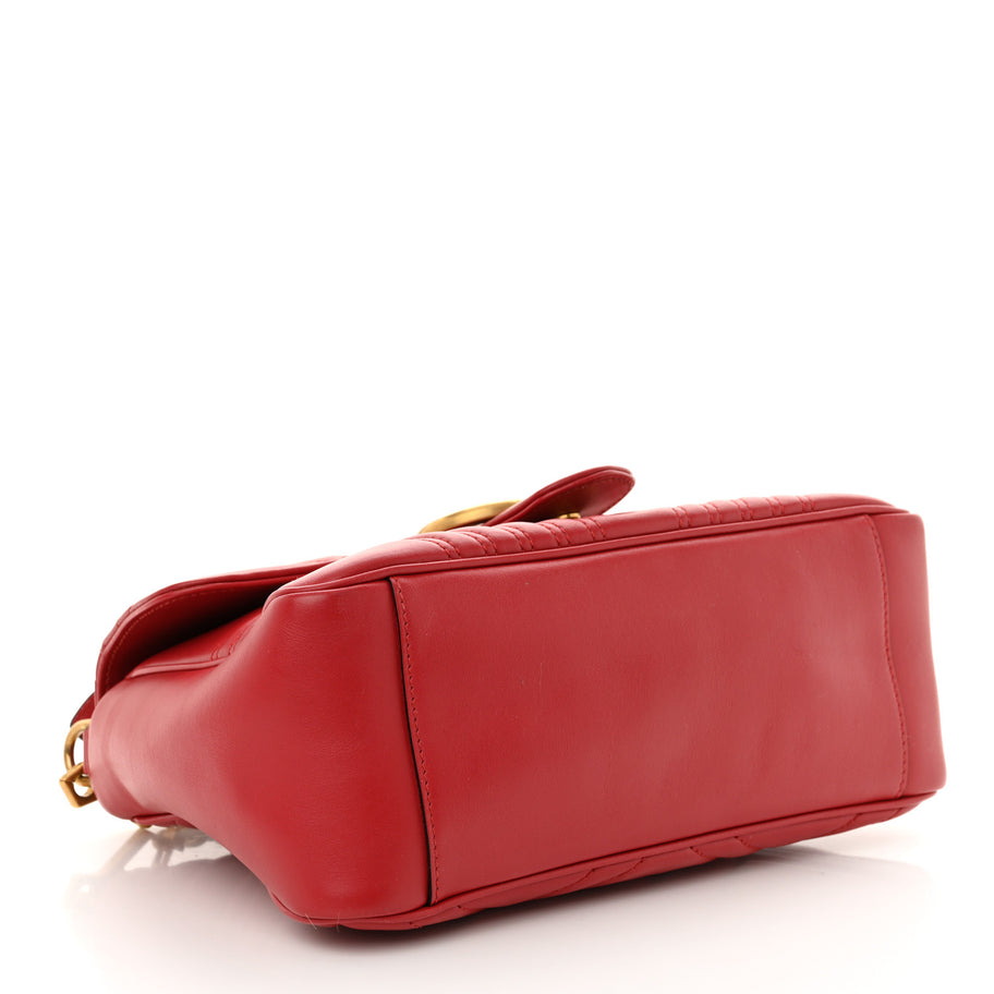 Gucci Calfskin Matelasse Small GG Marmont Top Handle Shoulder Bag Hibiscus Red Image 4