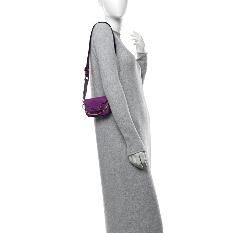  Gucci Azalea Calfskin Web Monochrome Horsebit 1955 Wallet On Strap Purple