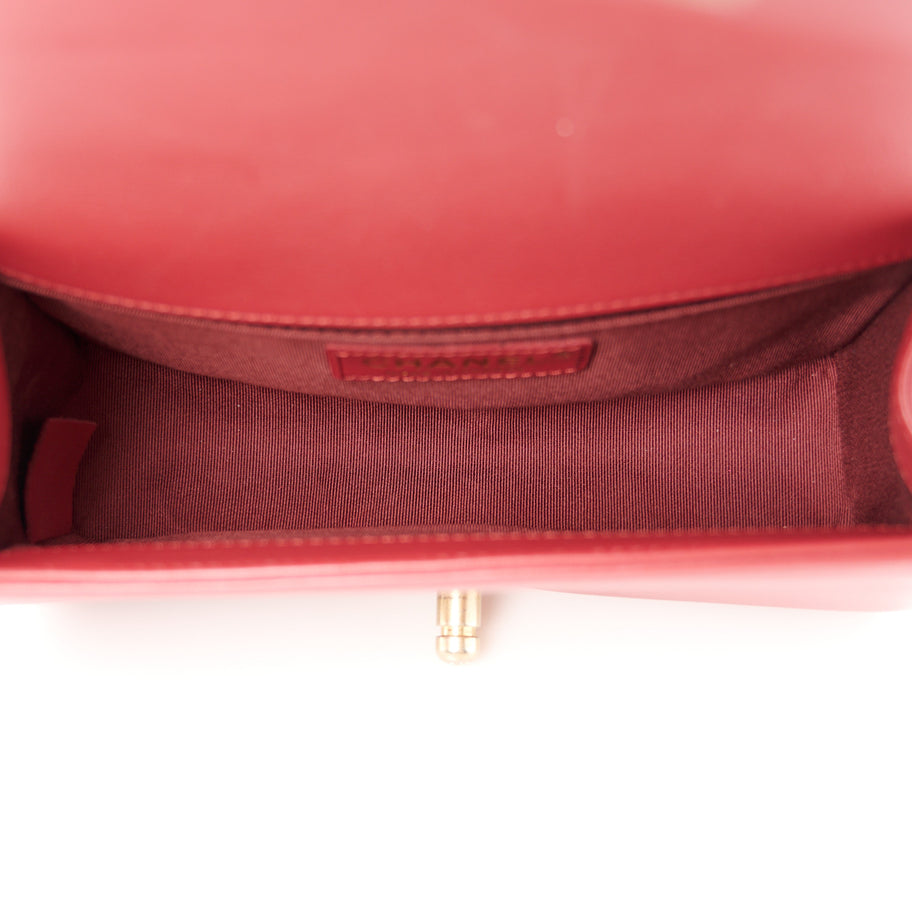 Chanel Calfskin Chevron Quilted Small Boy Flap Red Image 5