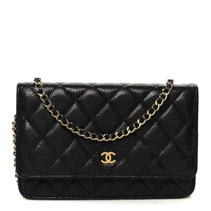  Chanel Caviar Quilted Wallet On Chain WOC Black