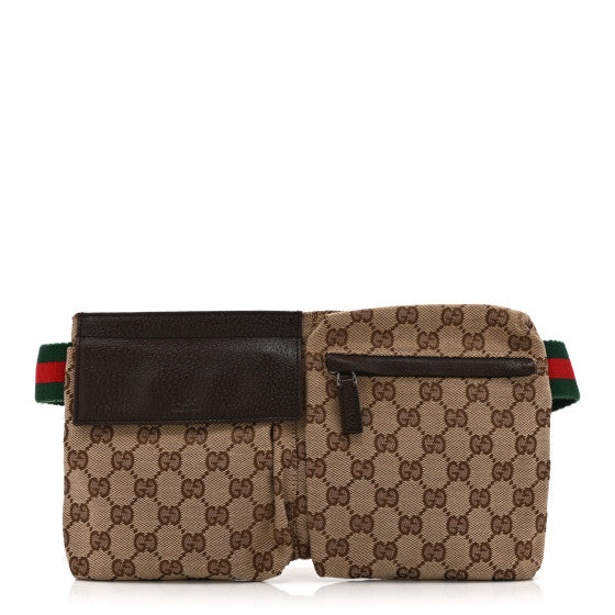 Gucci GG Monogram Web Double Pocket Belt Bag Dark Brown Image 1