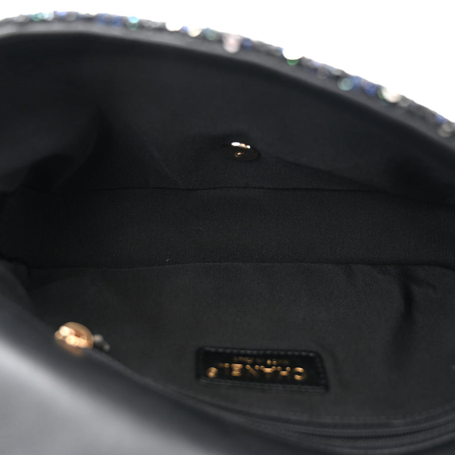 Chanel Tweed Medium Pearl Handle Flap Black Ecru Image 5