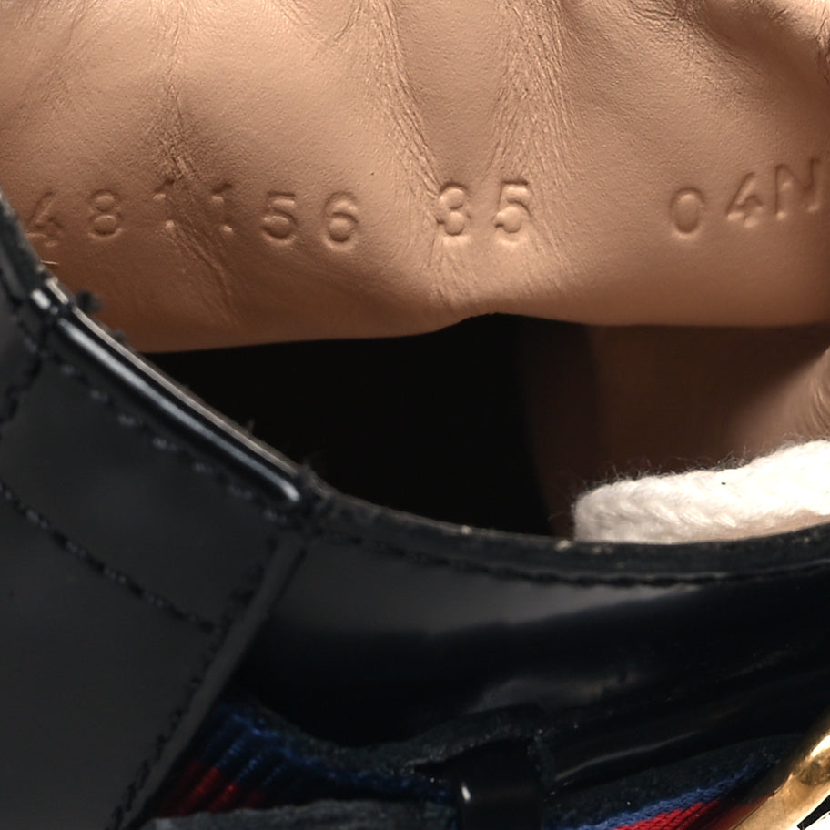 Gucci Calfskin Sylvie Web Lace Up Combat Boots 35 Black Image 7