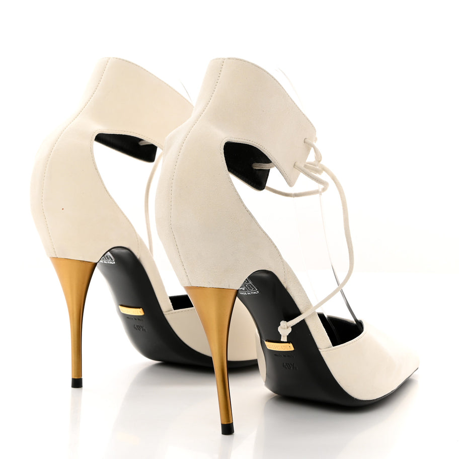 Gucci Soft Nappa Priscilla Ankle Cuff Pumps 40.5 White Image 4