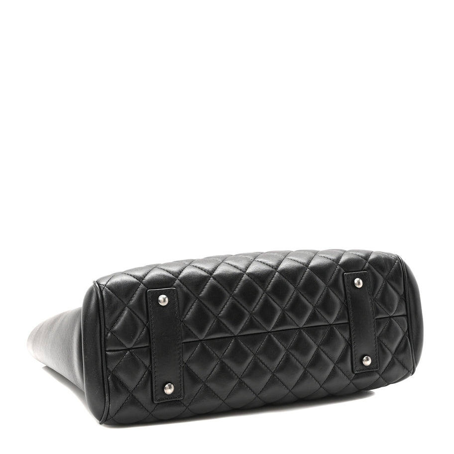 Chanel Lambskin Quilted Shopping Tote Black Image 4