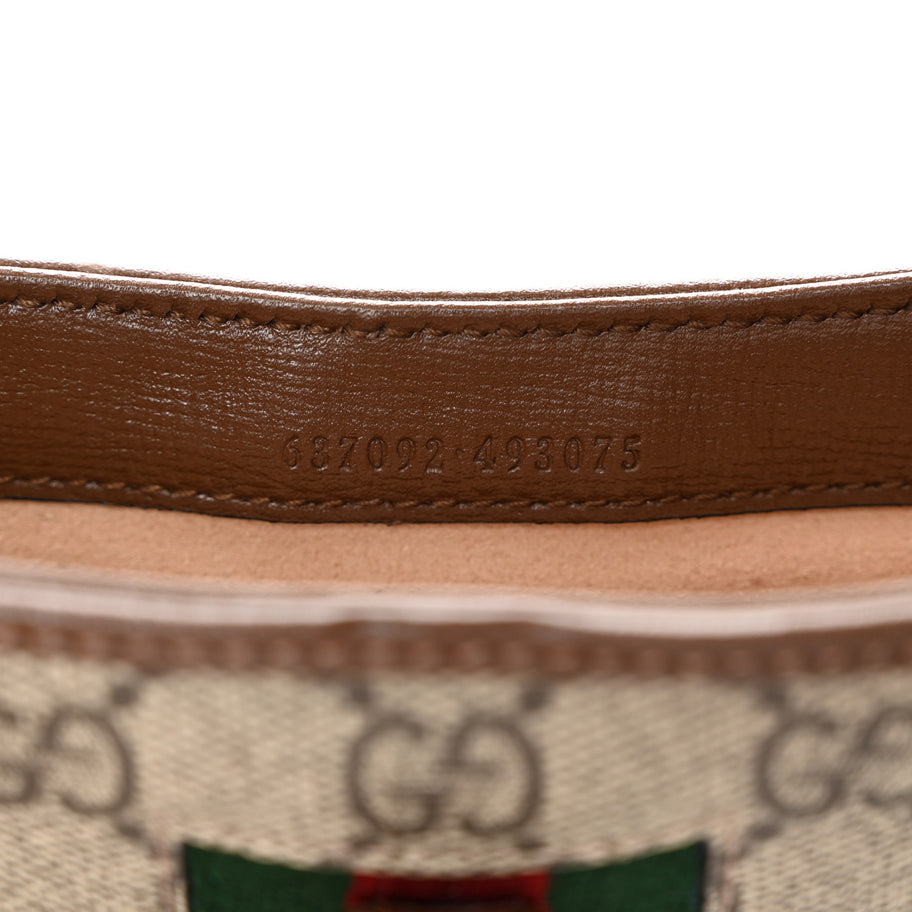 Gucci GG Supreme Monogram Azalea Calfskin Web Mini Jackie 1961 Hobo Beige Ebony Brown Sugar Image 7