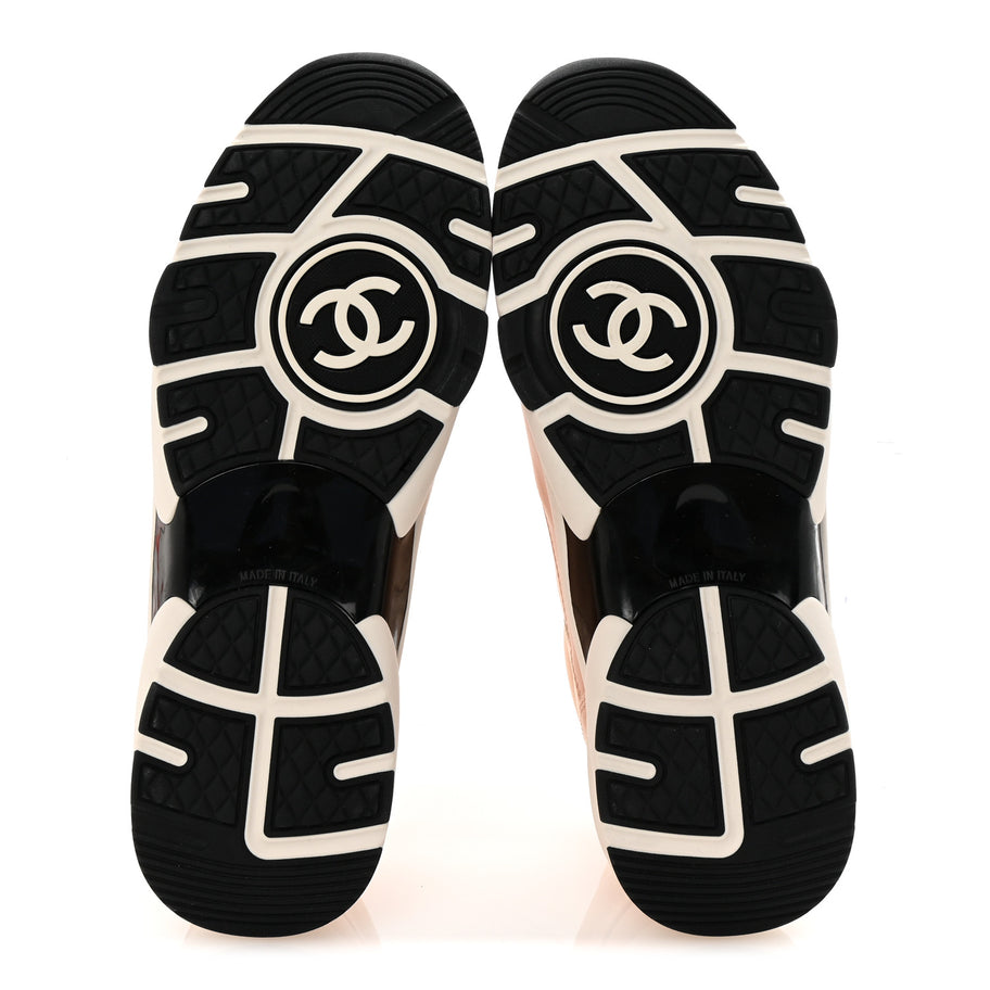 Chanel Laminated Calfskin Stretch CC Womens Sneakers 40 Light Orange Image 6