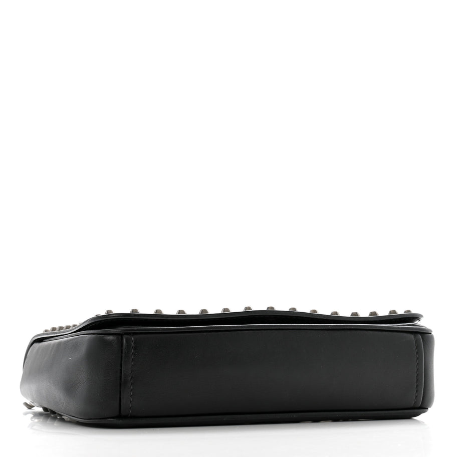 Prada Glace Calfskin Studded Crossbody White Black Image 4