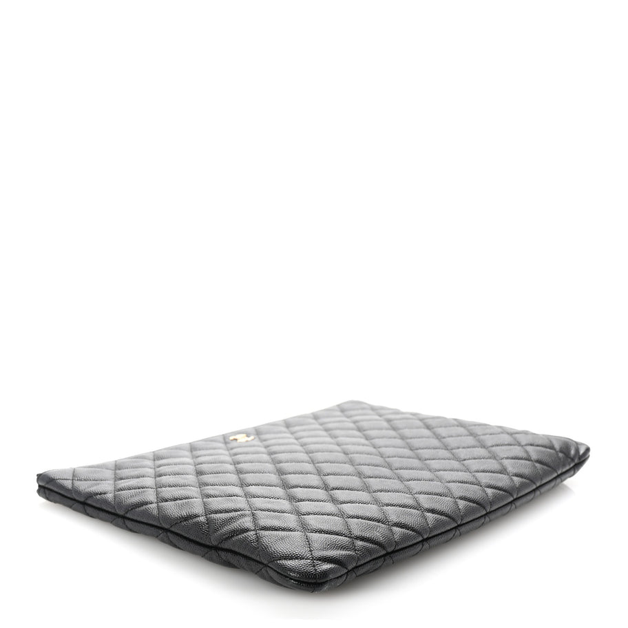 Chanel Caviar Quilted Large Cosmetic Case Black Image 4