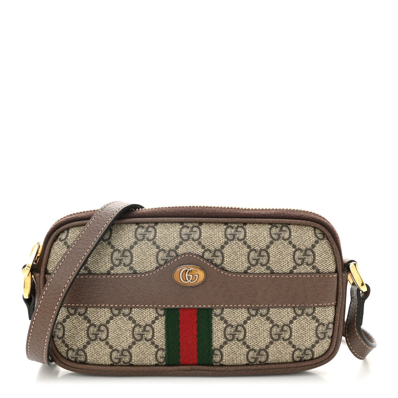  Gucci GG Supreme Monogram Web Mini Ophidia GG Bag Brown