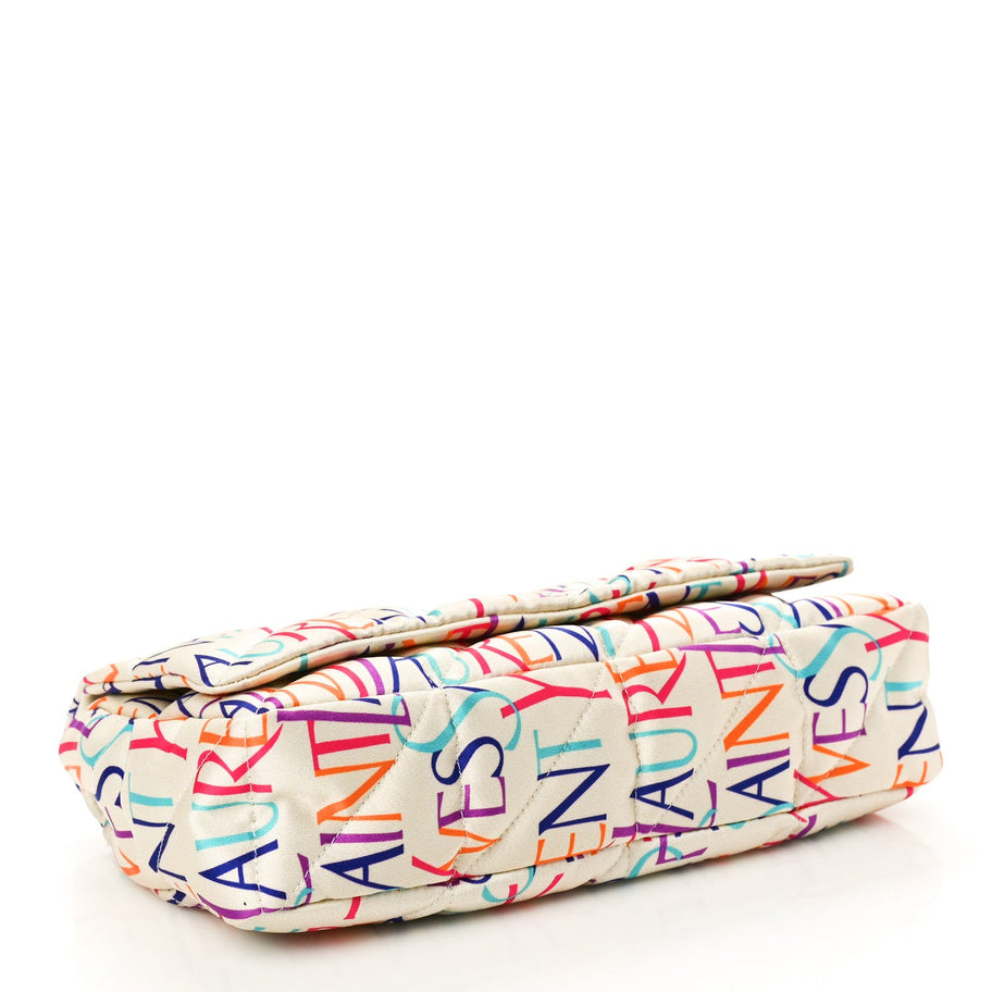 Saint Laurent Silk Carre Rive Gauche Print Patchwork Monogram Medium Jamie Multicolor White Image 4