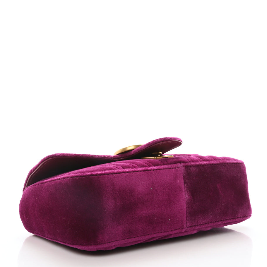 Gucci Velvet Matelasse Small GG Marmont Shoulder Bag Fuchsia Violet Cyclamen Image 4
