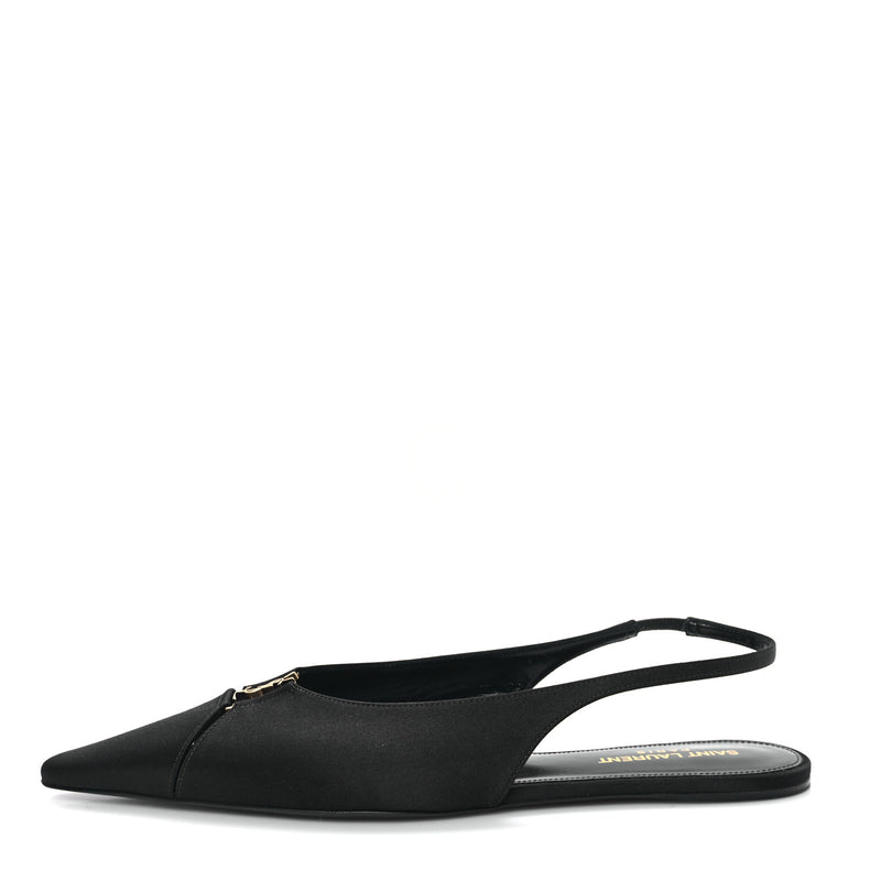  Saint Laurent Raso Nappa Babylone 00 Slingback Flats 38 Black