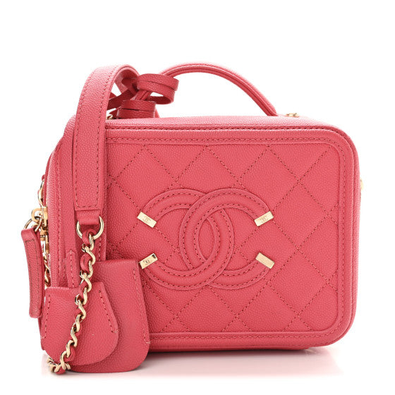Chanel Caviar Quilted Small CC Filigree Vanity Case Pink Image 1