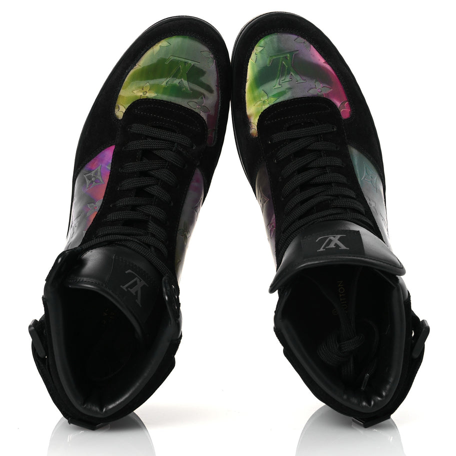 Louis Vuitton Suede Monogram Mens Rivoli High Top Sneakers Black Multicolor Image 2