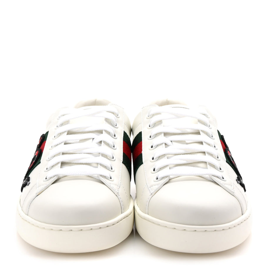 Gucci Calfskin Ayers Kingsnake Embroidered Mens Ace Sneakers 8 Green Red Image 3