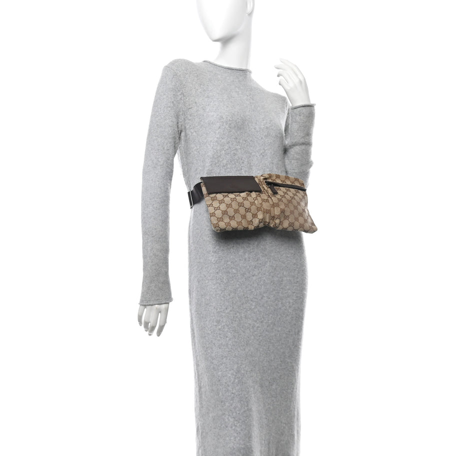 Gucci GG Monogram Double Pocket Belt Bag Dark Brown Image 3