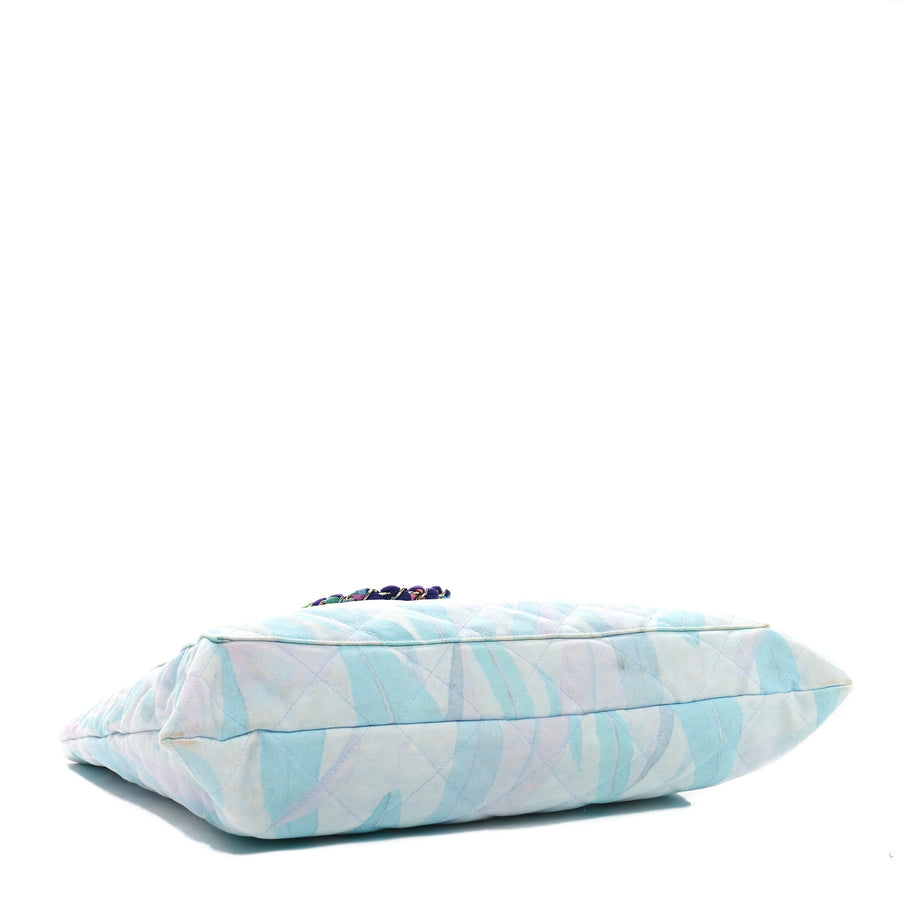 Chanel Canvas Quilted Jungle Jeans Tote White Multicolor Image 4