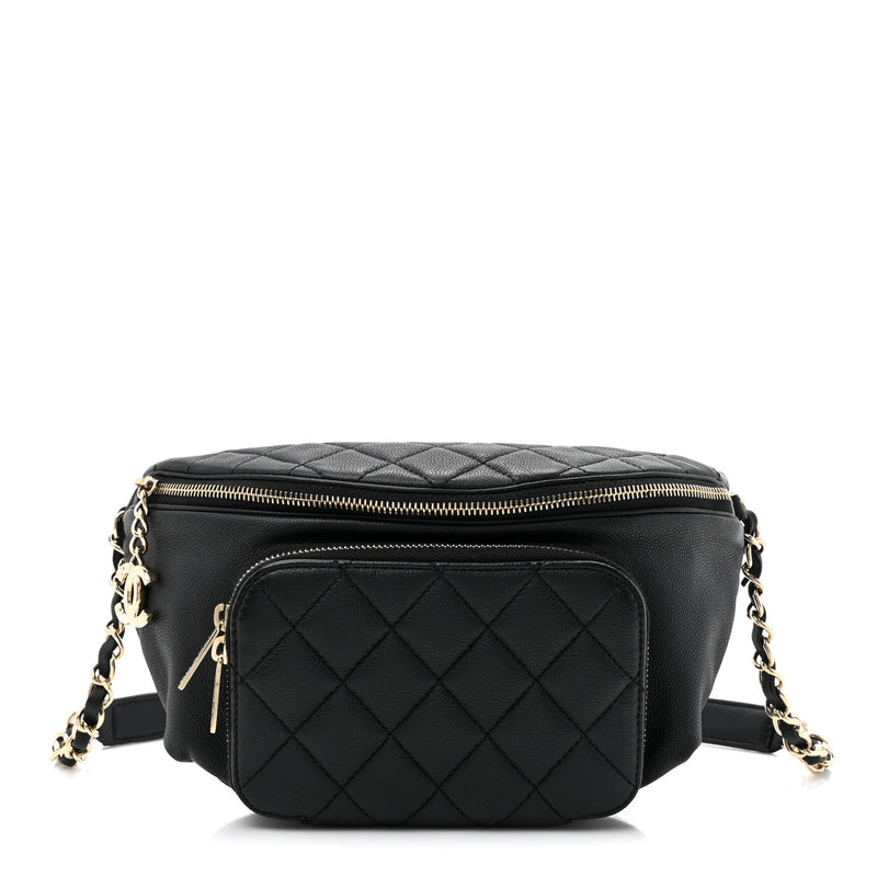  Chanel Caviar Quilted Business Affinity Waist Belt Bag Black