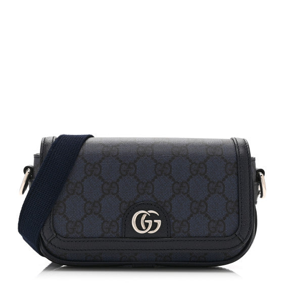 Gucci GG Supreme Monogram Web Mini Ophidia Flap Shoulder Bag Navy Image 1