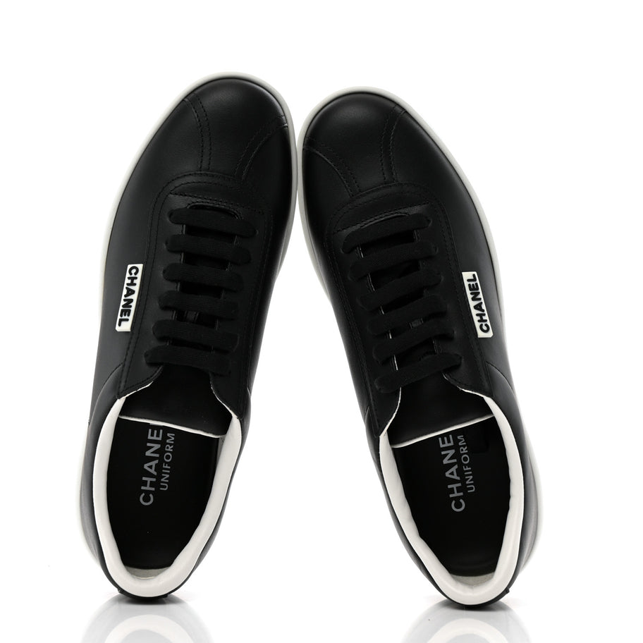 Chanel Calfskin CC Womens Sneakers 38 Black Image 2