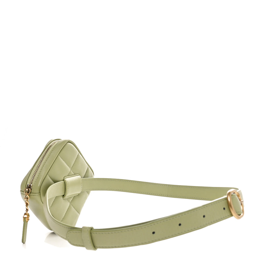 Chanel Lambskin Quilted Coin Purse Belt Bag Green Image 3