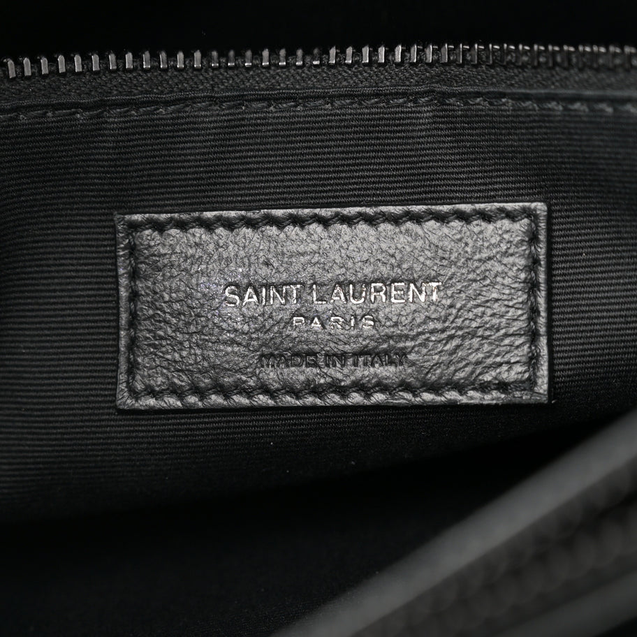 Saint Laurent Calfskin Y Quilted Monogram Monochrome Medium Loulou Chain Satchel Black Image 6