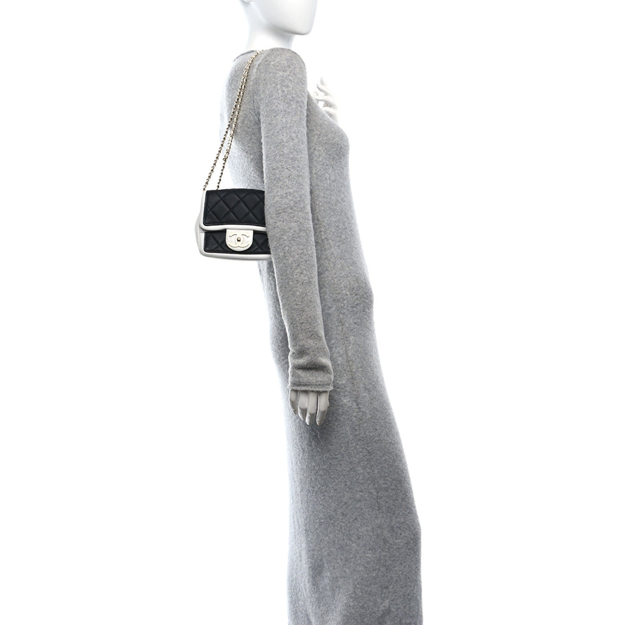 Chanel Lambskin Quilted Graphic Mini Flap Bag Black White Image 2