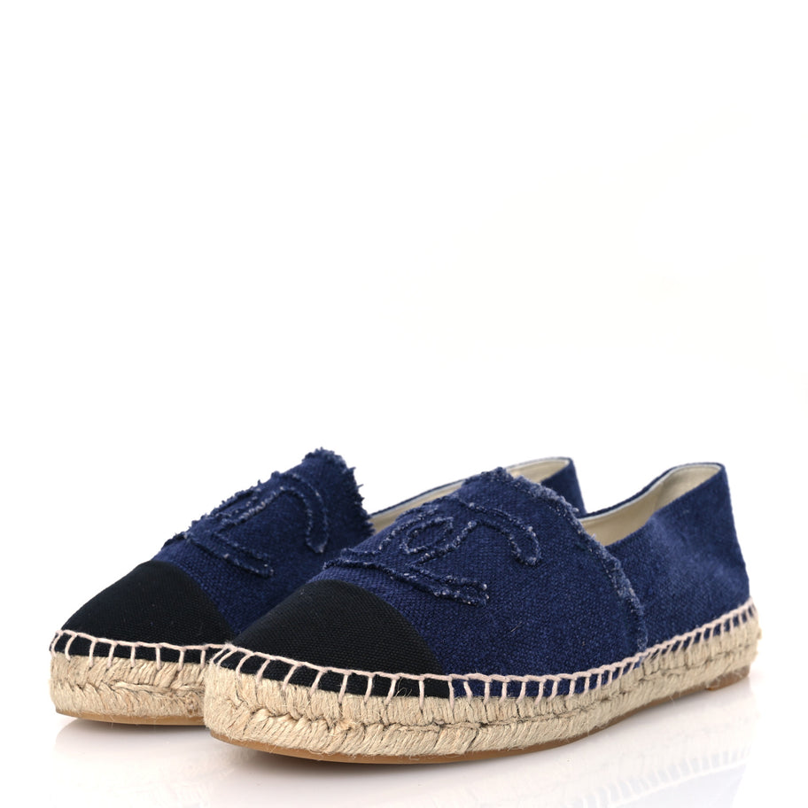 Chanel Denim Toile CC Espadrilles 40 Navy Black Image 4
