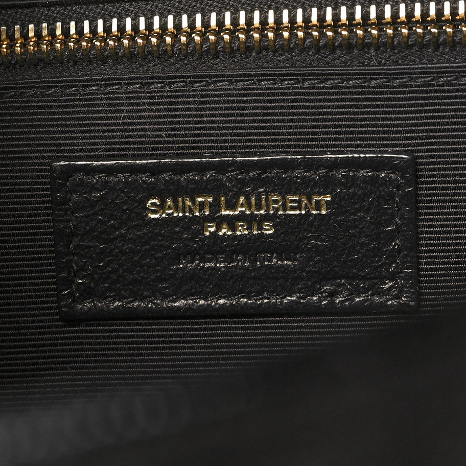 Saint Laurent Grain De Poudre Textured Mixed Matelasse Large Triquilt Monogram Satchel Black Image 6