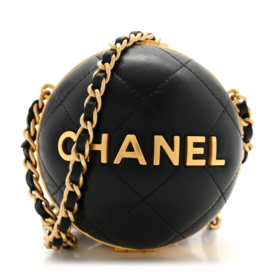 Chanel Lambskin Quilted Sphere Minaudiere Chain Clutch Black Image 1