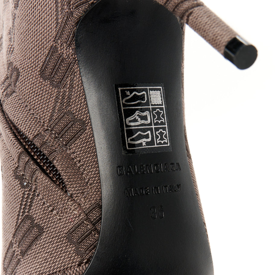 Balenciaga Jacquard BB Monogram Knife 80mm Bootie 37 Dark Mink Grey Dark Brown Image 7