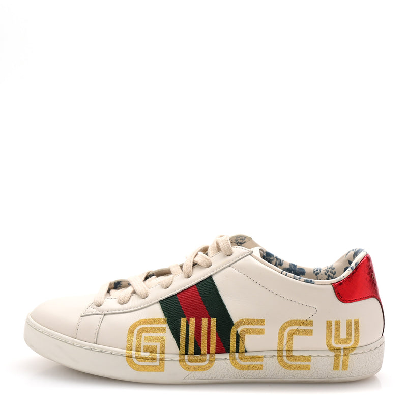  Gucci X SEGA Calfskin Ayers Web Guccy Womens Ace Sneakers 37 White