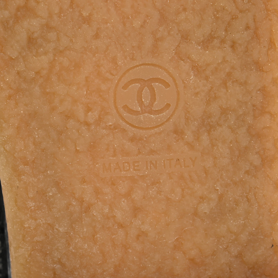 Chanel Wool Calfskin CC Lace Up Short Boots 37.5 Grey Black Image 7