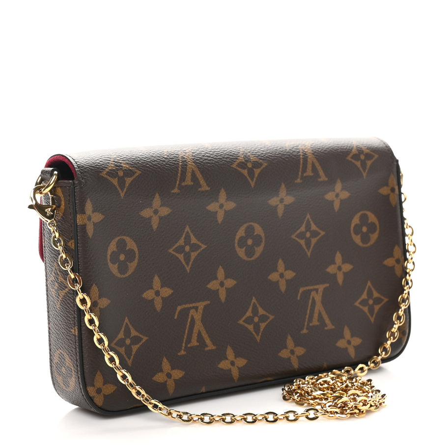 Louis Vuitton Monogram Pochette Felicie Chain Wallet Fuchsia Image 4