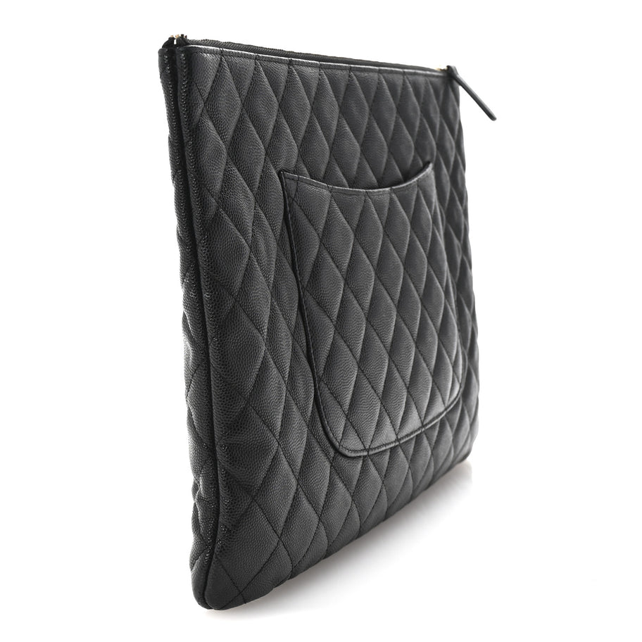 Chanel Caviar Quilted Large Cosmetic Case Black Image 3